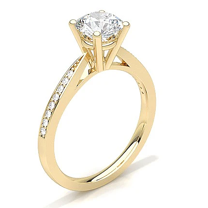 Woman's 14K Yellow Gold 0.62 CT (SI Color I) Center Diamond Engagement Ring. (Size: 6.75)