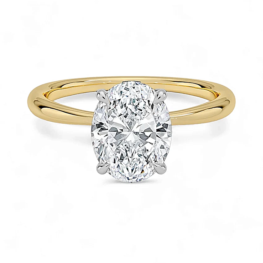 14K Gold Solitaire Engagement Ring with IGI Certified Oval Cut Lab Gro ...