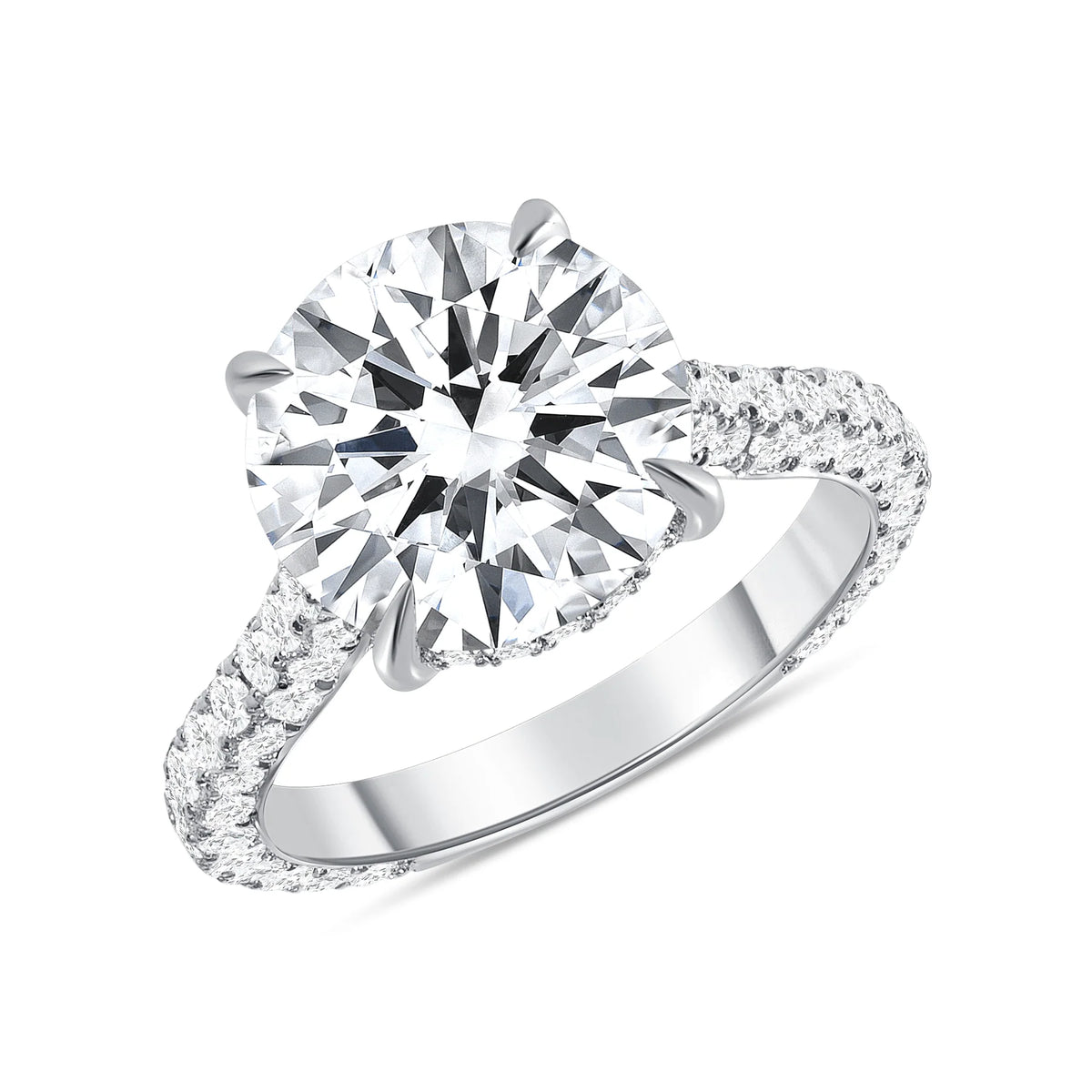 14K Round Cut Natural Diamond Engagement Ring. Hidden Halo. (GIA Certified)