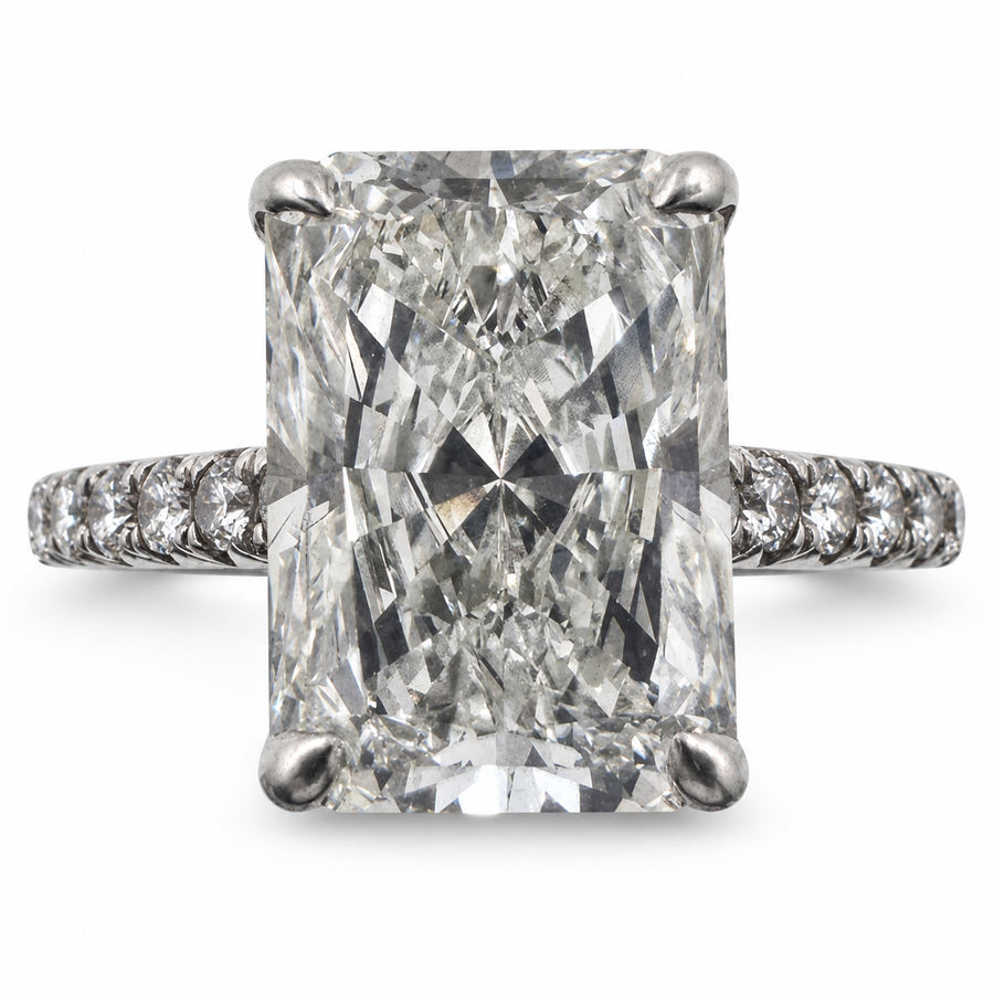 14k White Gold Ring with 3.56Ct. Lab Grown Radiant Cut Diamond With Side Diamonds 0.23 Ct. (Size 5.00)
