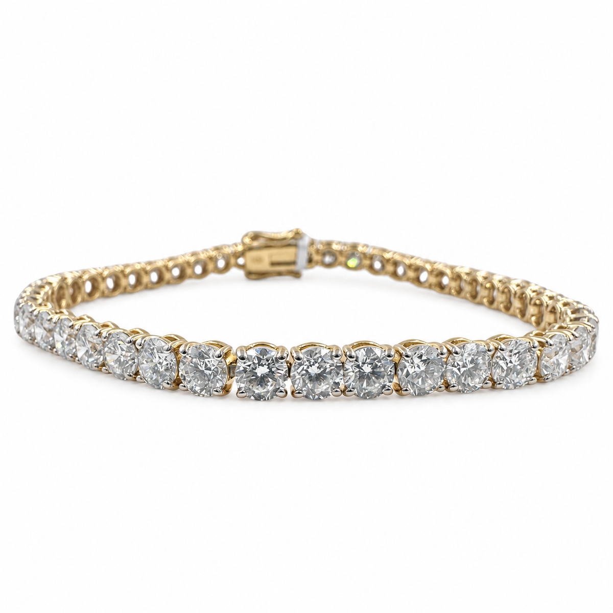 14k Yellow Gold with Lab Grown Diamonds 10.57 Carat and 6.75" Tennis Bracelet. (New)