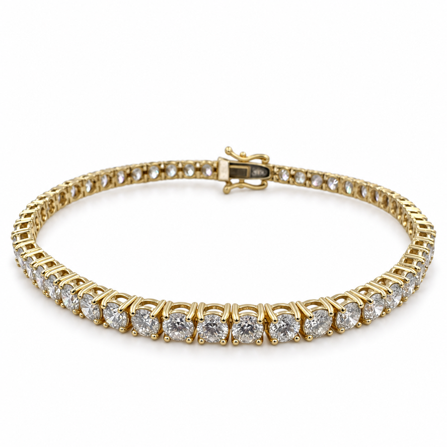 14k Yellow Gold with Lab Grown Diamonds 5.95 Carat and 6.75" Tennis Bracelet. (New)