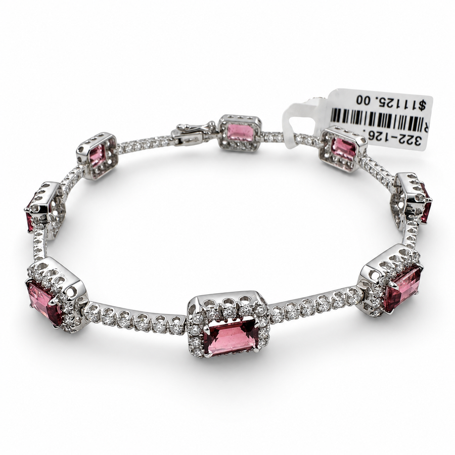 18k White Gold with Tourmaline 4.90 Carat with 6.75" Bracelet. (New)