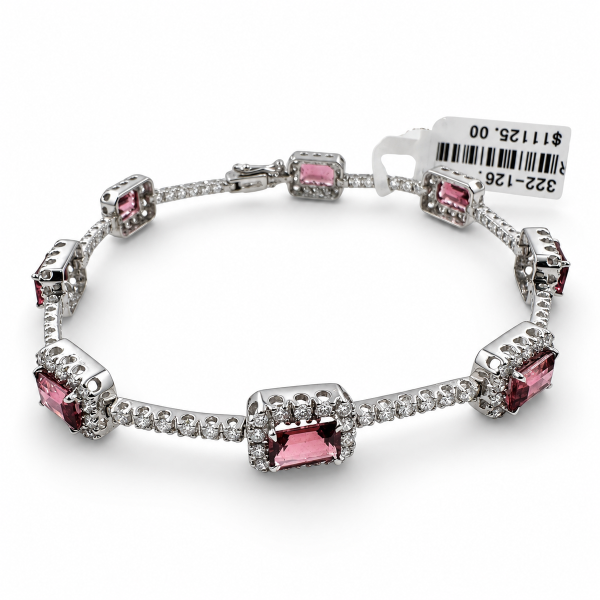 18k White Gold with Tourmaline 4.90 Carat with 6.75" Bracelet. (New)