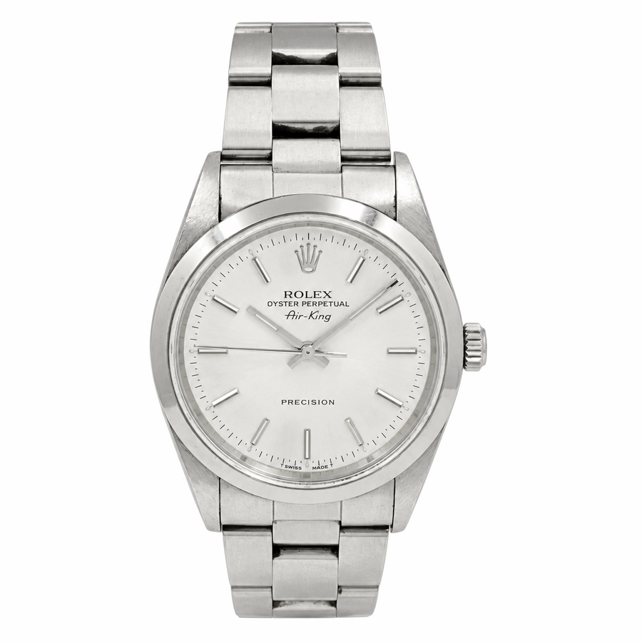 *2003 Rolex 34mm Oyster Perpetual Air-King Stainless Steel Watch with Silver Dial and Smooth Bezel. (Pre-Owned Box/Paper 14000)