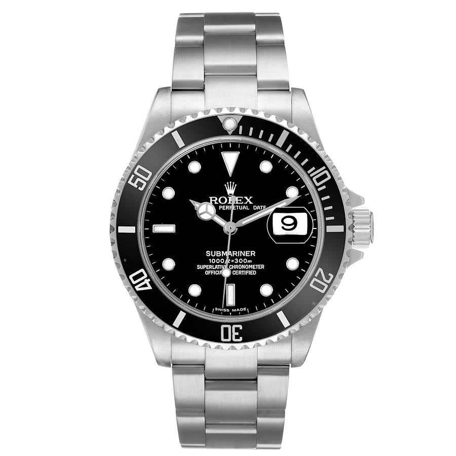 2007 Rolex 40mm Submariner Oyster Perpetual Date Steel Watch with Black Dial and Black Bezel. (Pre-Owned 16610)
