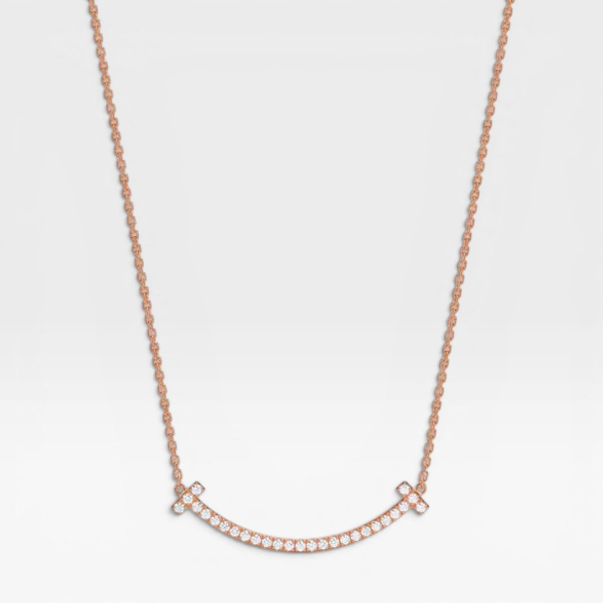 Tiffany & Co. 18K Rose Gold 14.0" Smile Pendant with Diamonds. (Pre-Owned)