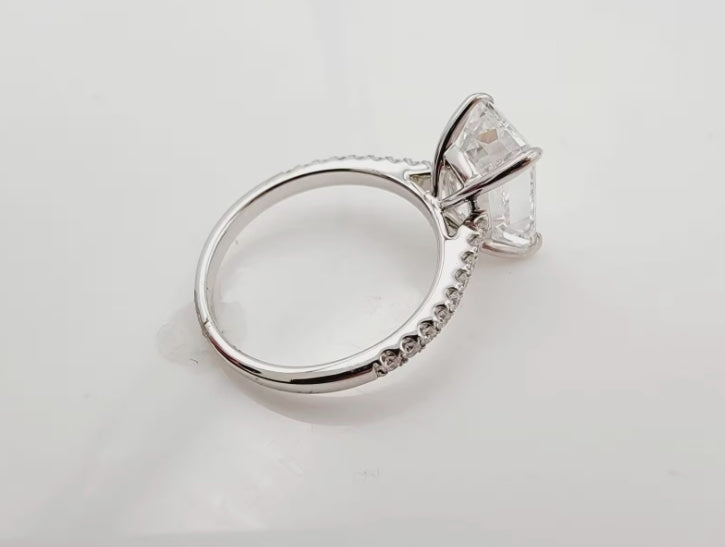 18k White Gold 4.02ct Engagement Ring With Lab Grown Center