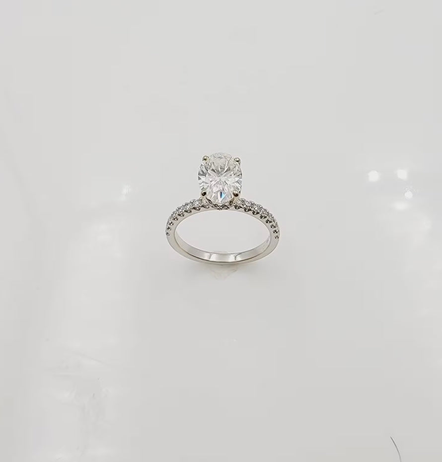 18k White Gold 1.84ct Engagement Ring with Lab Grown Oval diamond