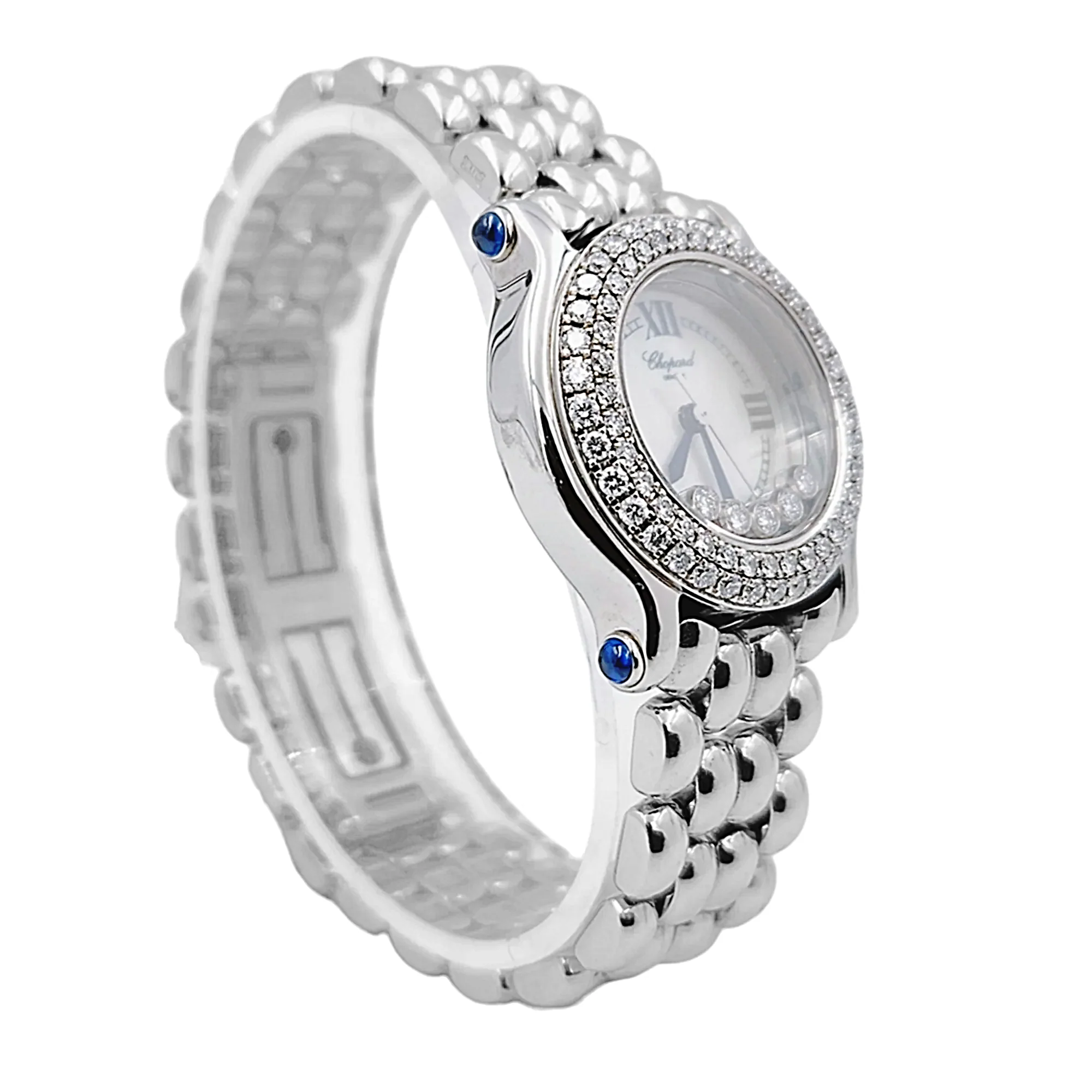 Ladies Chopard 26mm Happy Sport Five Diamond Stainless Steel Watch with Mother of Pearl Dial and Diamond Bezel. (Pre-Owned 27/8250-23)