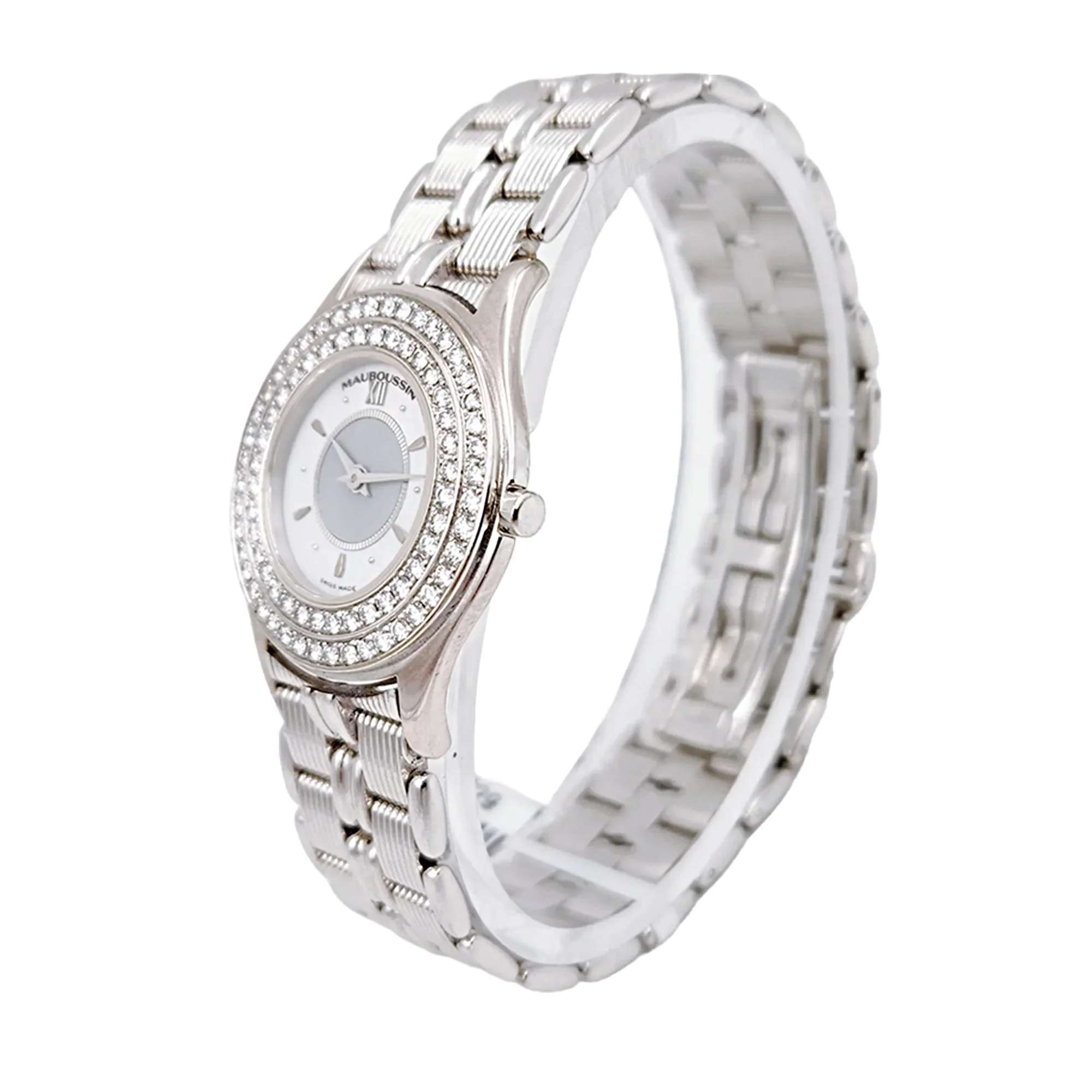 Ladies Mauboussin 26mm - 18K White Gold Watch With Mother of Peal Dial and Diamond Bezel. (Pre-Owned 63683)