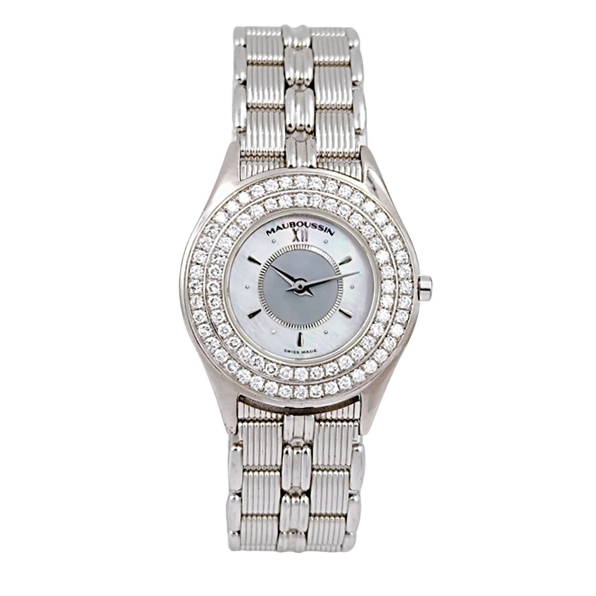 Ladies Mauboussin 26mm - 18K White Gold Watch With Mother of Peal
