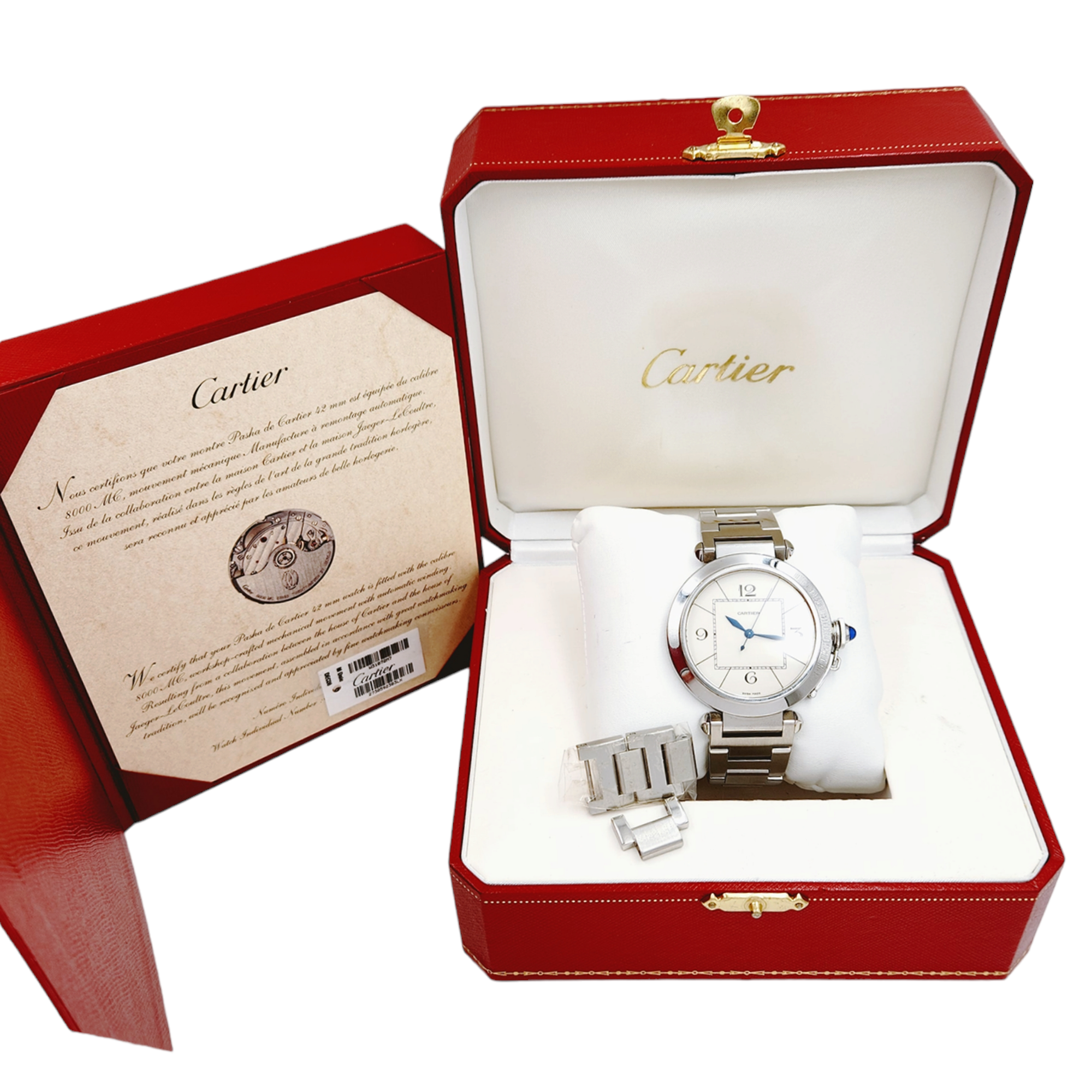 Men's 42mm Cartier Pasha Automatic Watch with Egg-Shell Dial in Matte Stainless Steel. (Pre-Owned W31072M7)