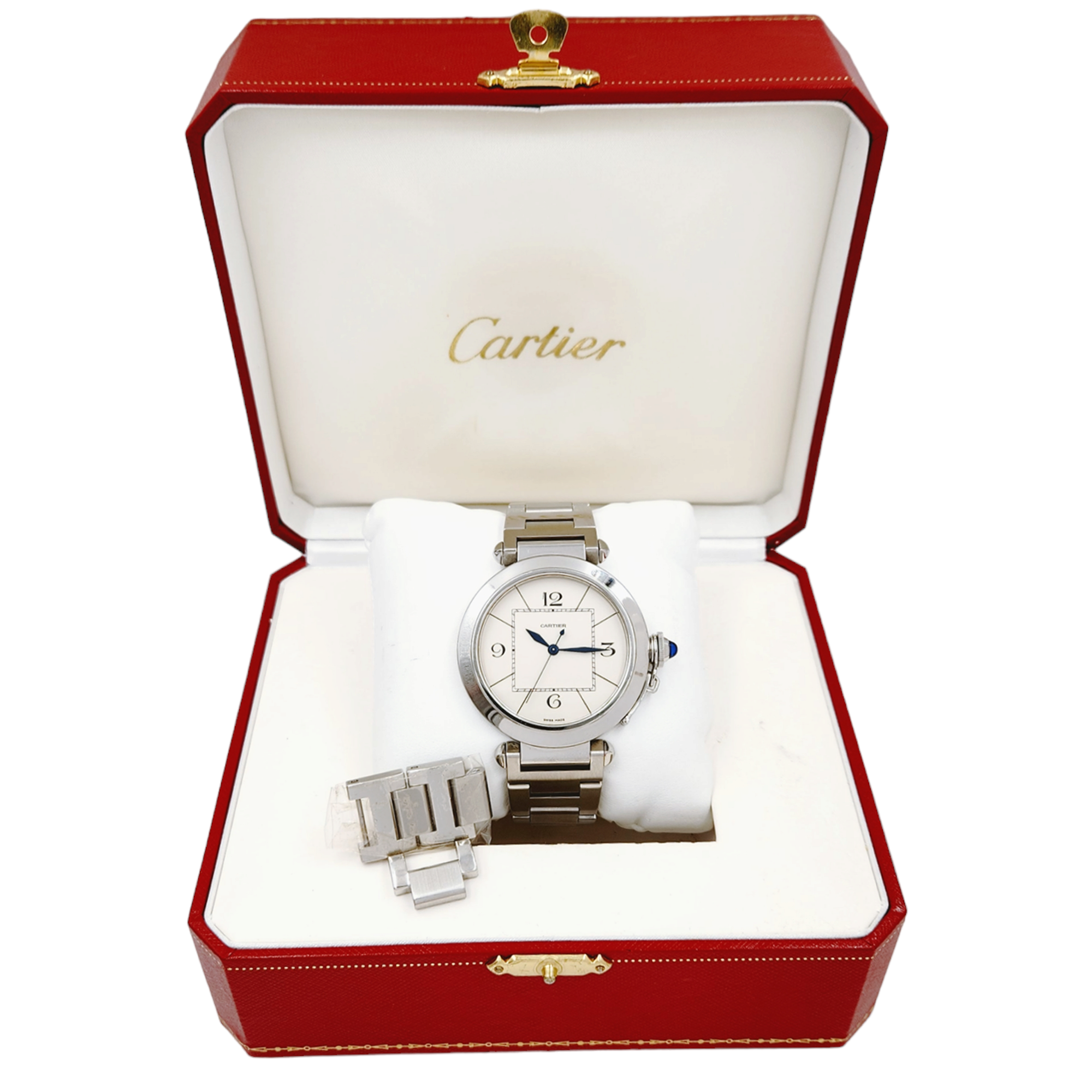 Men's 42mm Cartier Pasha Automatic Watch with Egg-Shell Dial in Matte Stainless Steel. (Pre-Owned W31072M7)
