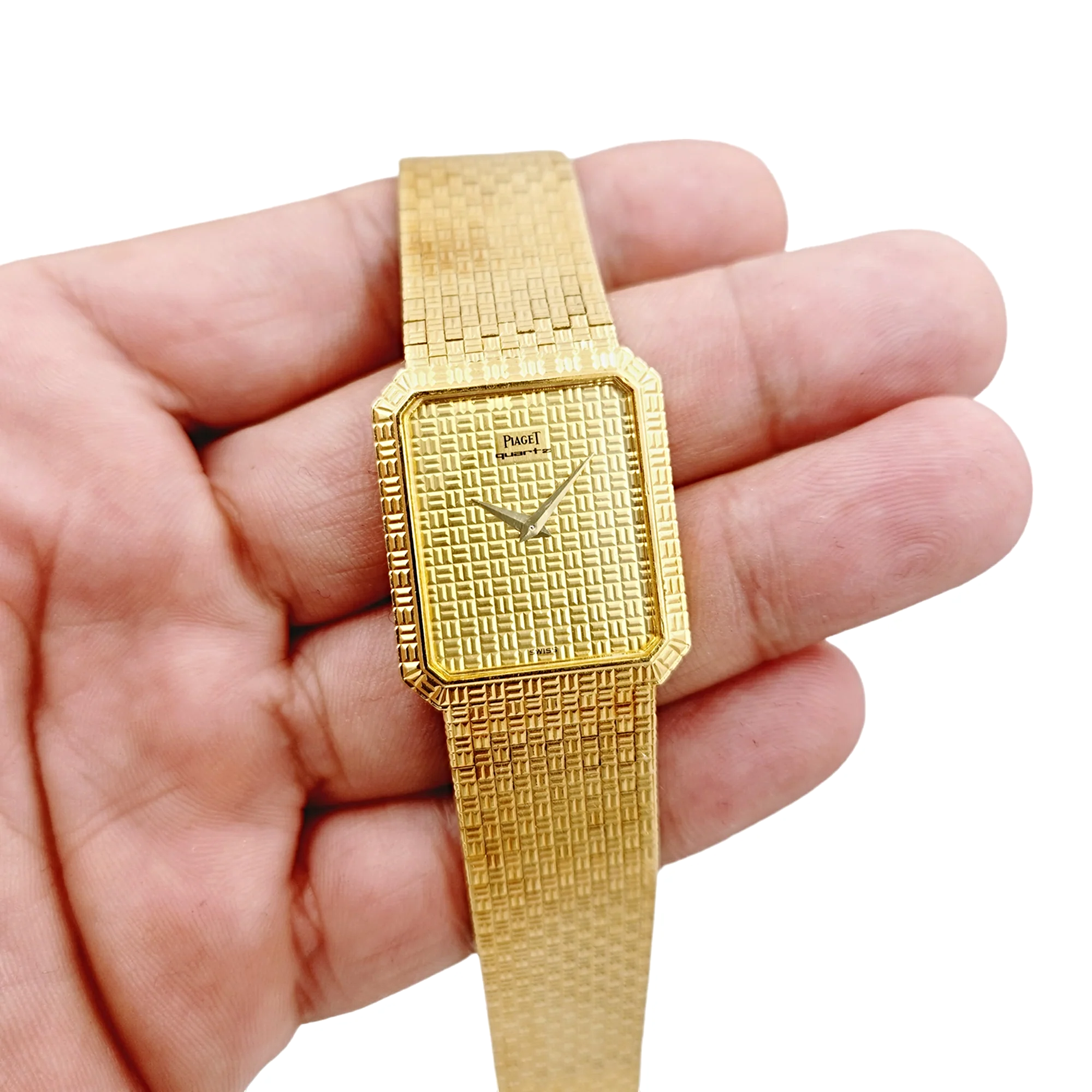 Men's Piaget 24mm x 28mm Vintage 18K Solid Yellow Gold Band Watch with Gold Dial. (Pre-Owned 7141 C5)