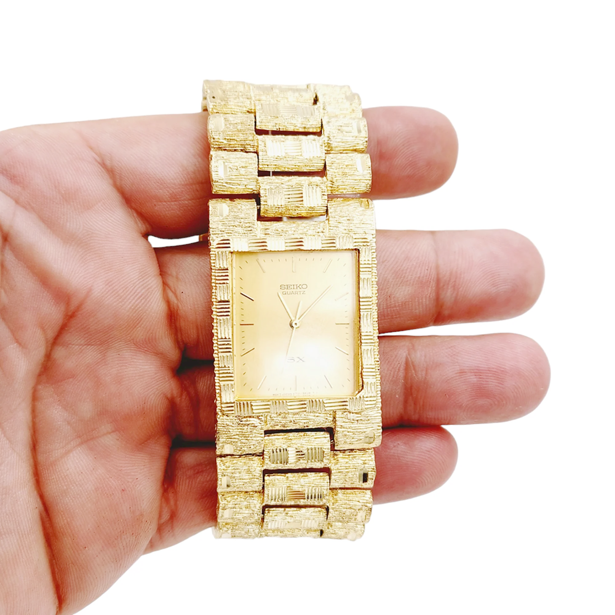 Men's Seiko SX 28mm x 42mm Vintage 14K Yellow Gold Watch with Champagne Dial. (Pre-Owned V701-5K00)