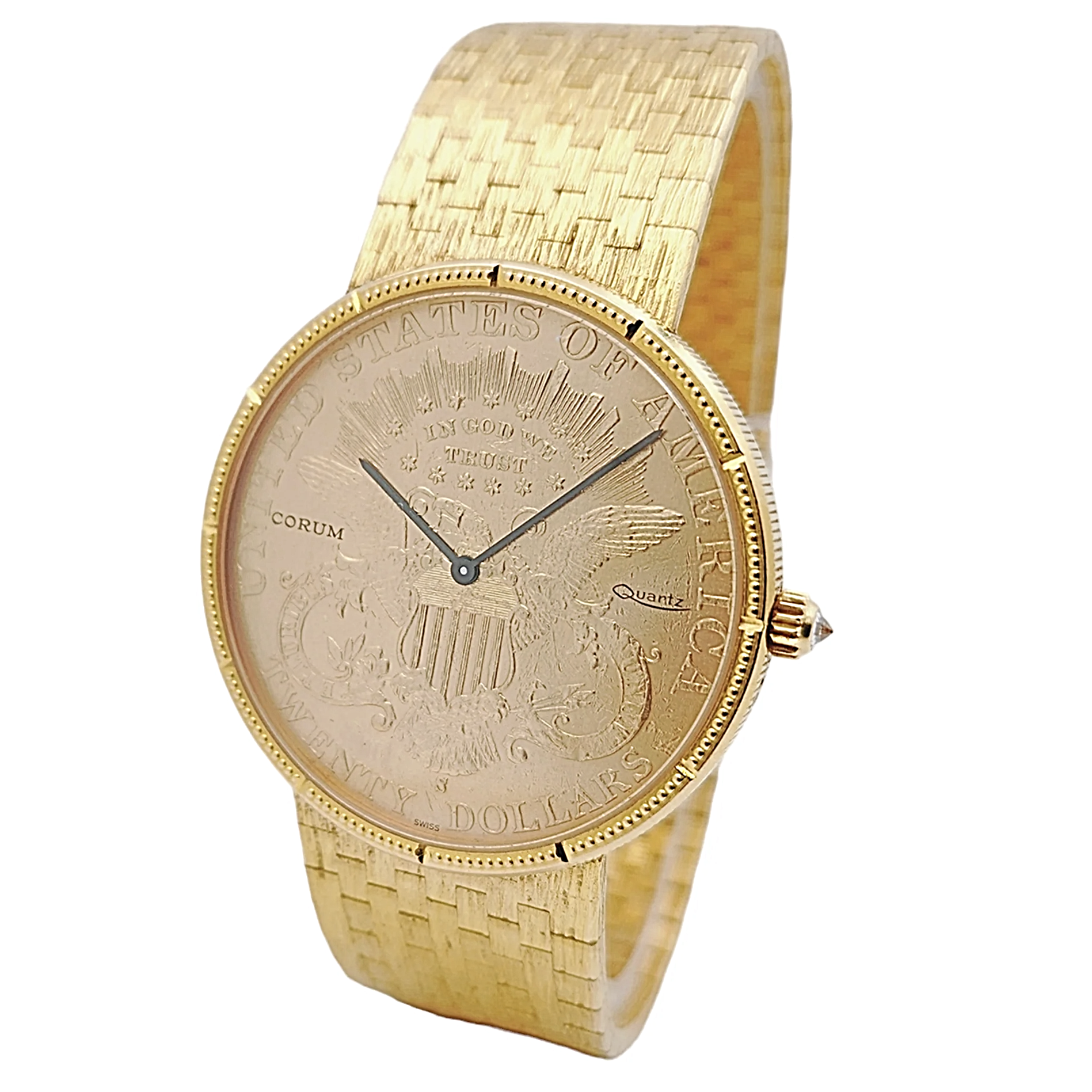 Corum 35mm American Twenty Dollars Double Eagle 22K Yellow Gold Coin Watch with 18K Yellow Gold Band and Bezel. (Pre-Owned 1904)