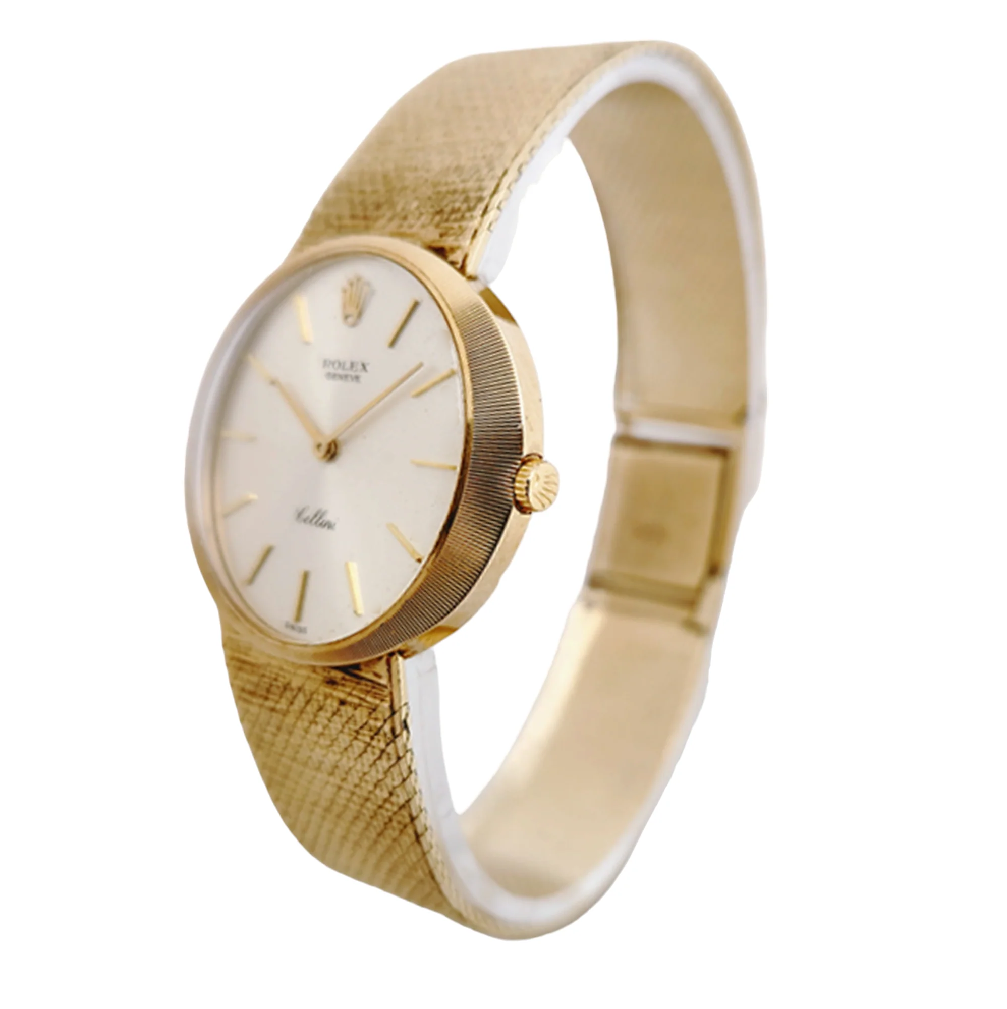 *Unisex Rolex Cellini Vintage 14K Yellow Gold Watch with Light Champagne Dial and Smooth Bezel. (Pre-Owned)