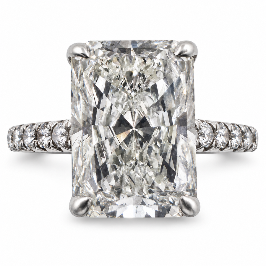 14k White Gold Ring with 3.56Ct. Lab Grown Radiant Cut Diamond With Side Diamonds 0.23 Ct. (Size 5.00)