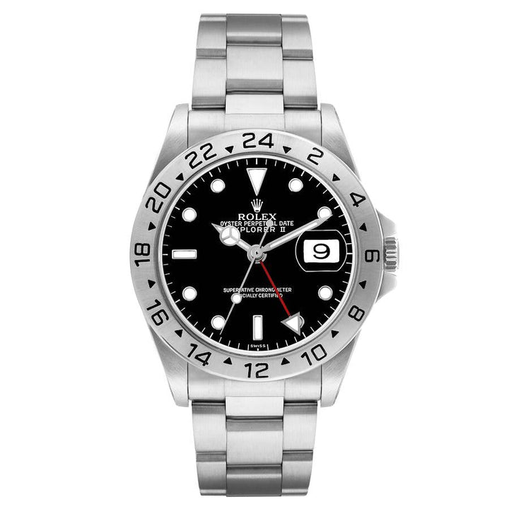 *1991 Men's Rolex 40mm Explorer II Stainless Steel Watch with Oyster Band and Black Dial. (Pre-Owned 16570)