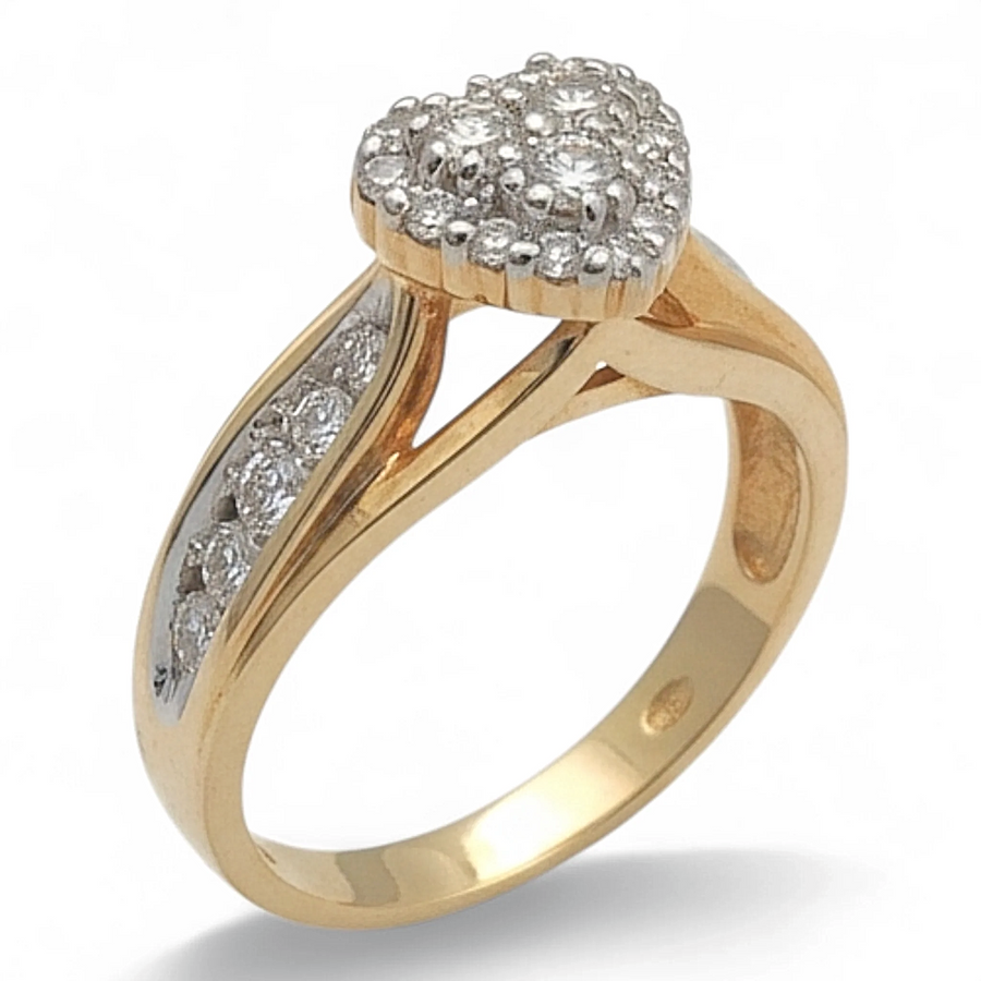 Estate Jewelry 14K Yellow Gold Engagement Ring with Round Old Miners Cut Diamonds. (Size 7.25)