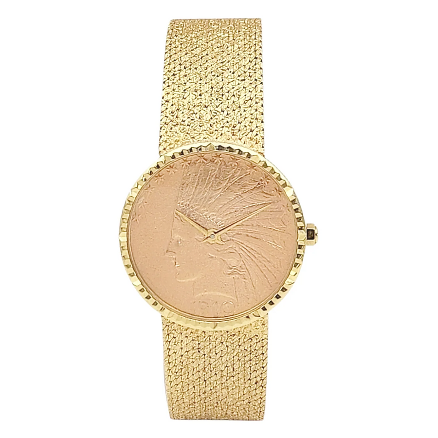 1910 Ladies Geneve 28mm Indian Eagle 22K Gold $10 Dollar Coin Watch with 18K Yellow Gold Bracelet. (Pre-Owned)