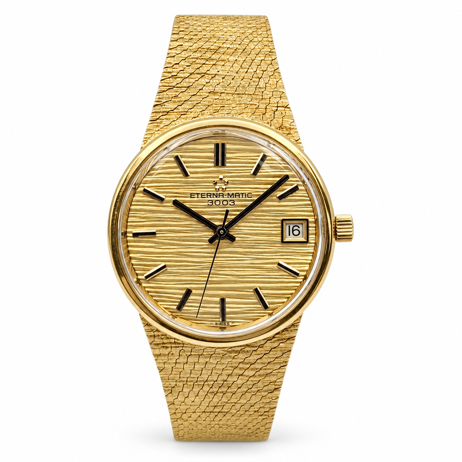 Unisex Eterna-Matic 18K Yellow Gold 34mm Manual Wind Watch with Gold Dial. (Pre-Owned Ref. 3003)