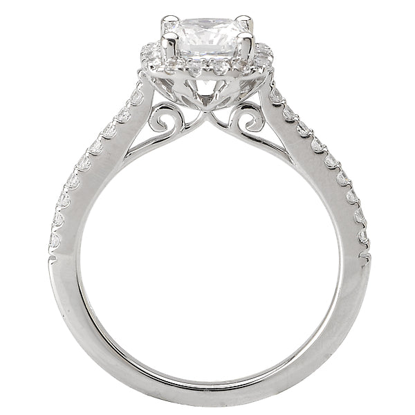 14K White Gold Halo Semi-Mount Romance Collection Wedding Ring.