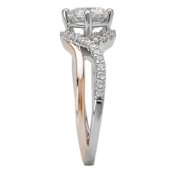 14K White / Rose Gold Two Tone Semi-Mount Romance Collection Wedding Ring.