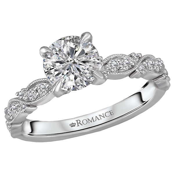 14K White Gold Infinity Semi-Mount Romance Collection Wedding Ring.