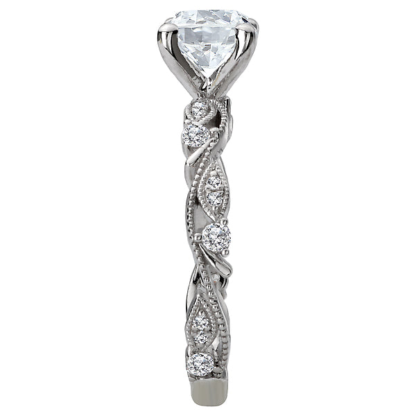 14K White Gold Classic Semi-Mount Romance Collection Wedding Ring.