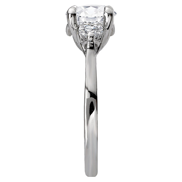 3-Stone Semi Mount 14K White Gold Romance Collection Wedding Ring.