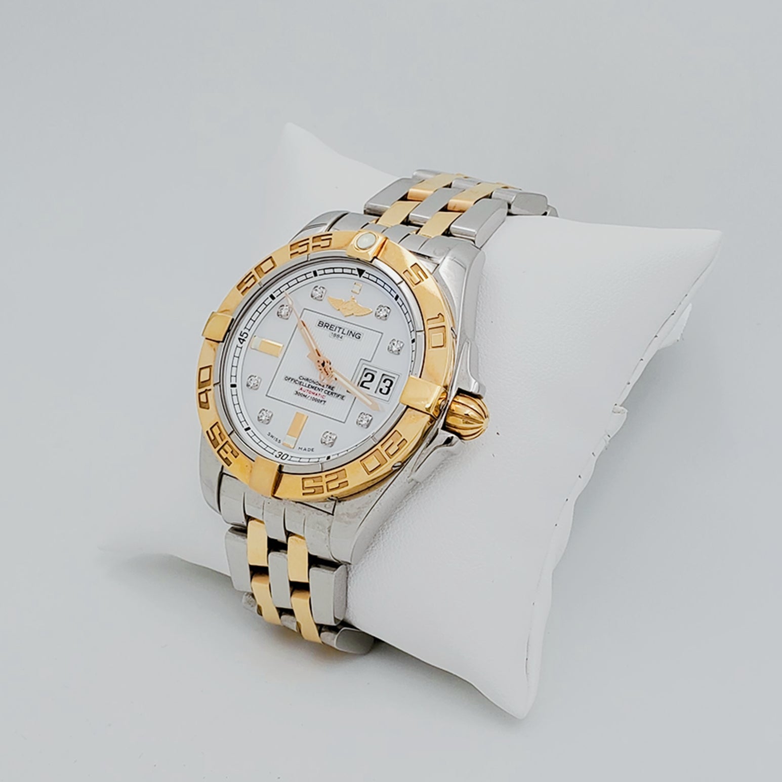 Men's Breitling C49350 Galactic 41mm 18K Yellow Gold / Stainless Steel Watch with Diamond Dial and Gold Bezel. (Pre-Owned)
