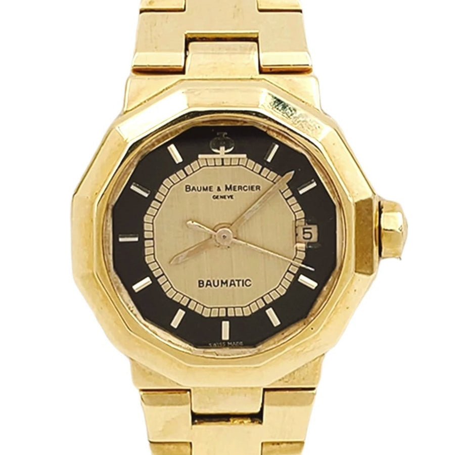 *Ladies Baume & Mercier Solid 18K Yellow Gold Watch with Gold and Black Dial. (Pre-Owned)