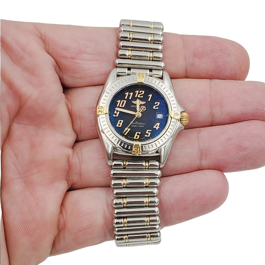Ladies Breitling 28mm Two Tone Gold / Stainless Steel Watch with Black Dial. (Pre-Owned)