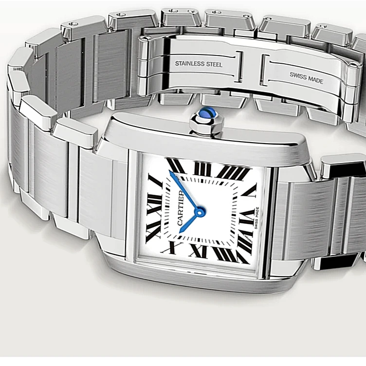 Ladies Medium Cartier Tank Francaise Stainless Steel Watch In Matte Finish. (Pre-Owned)