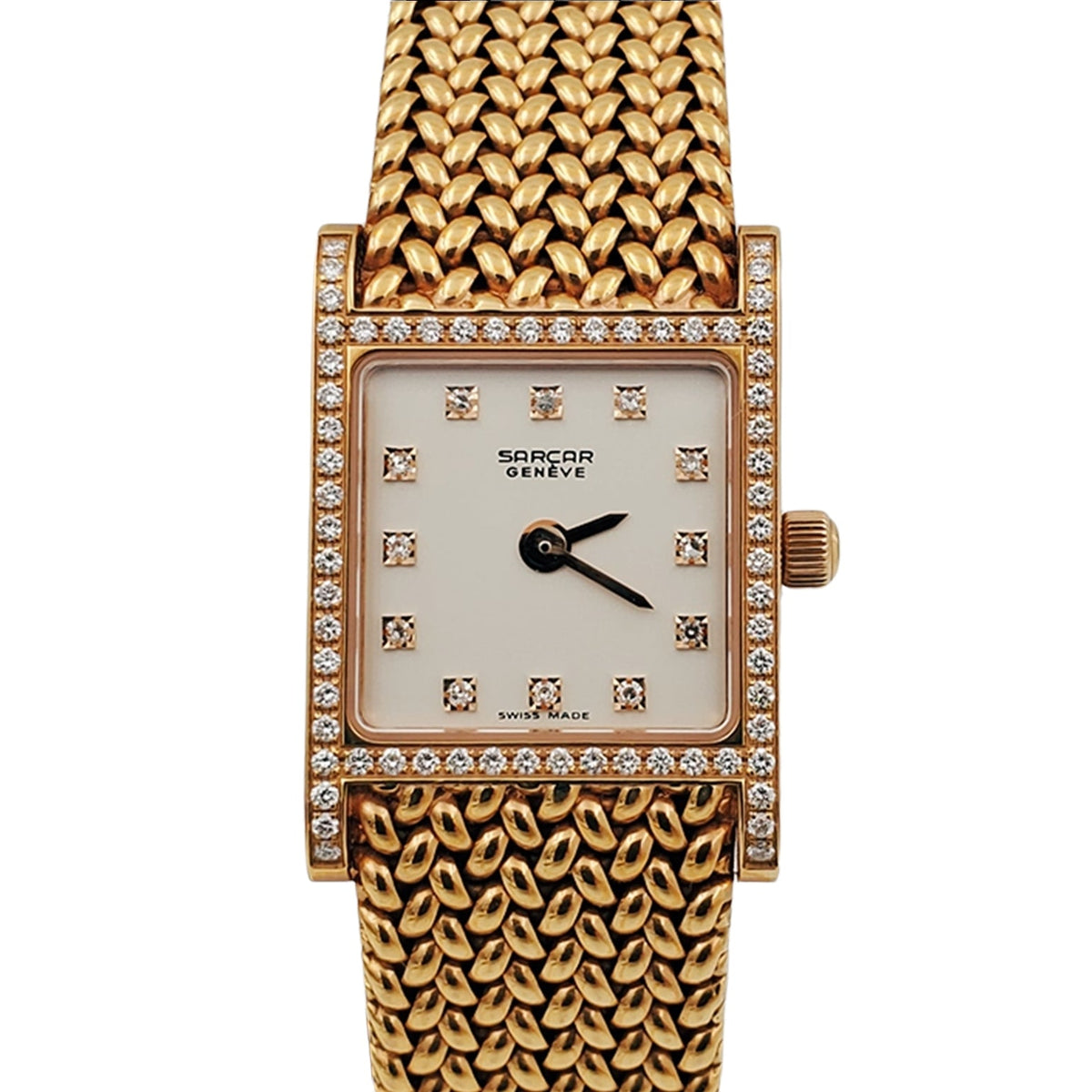 Ladies Sarcar Time Square Lady 18K Yellow Gold Watch with Solid