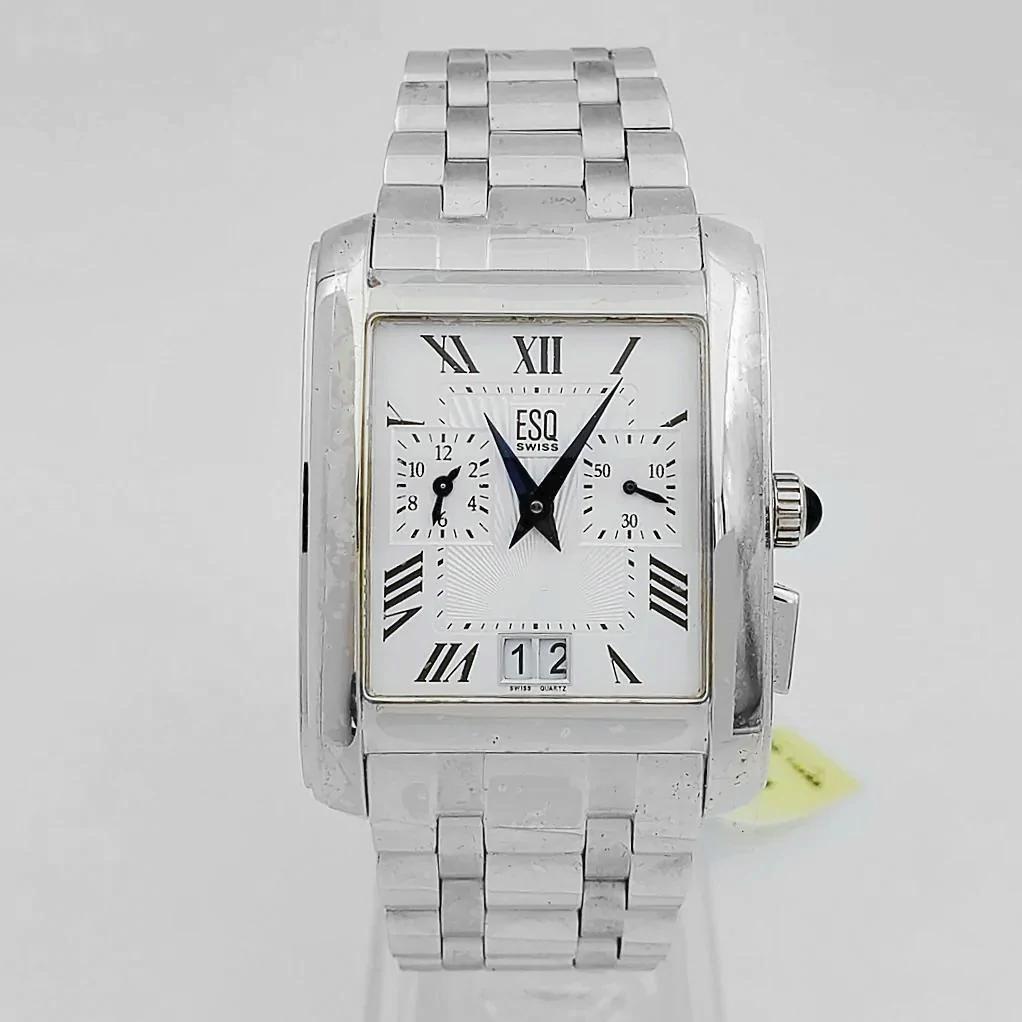 Men's ESQ Swiss Movado Filmore Stainless Steel Watch with Silver Chronograph Dial. (NEW)