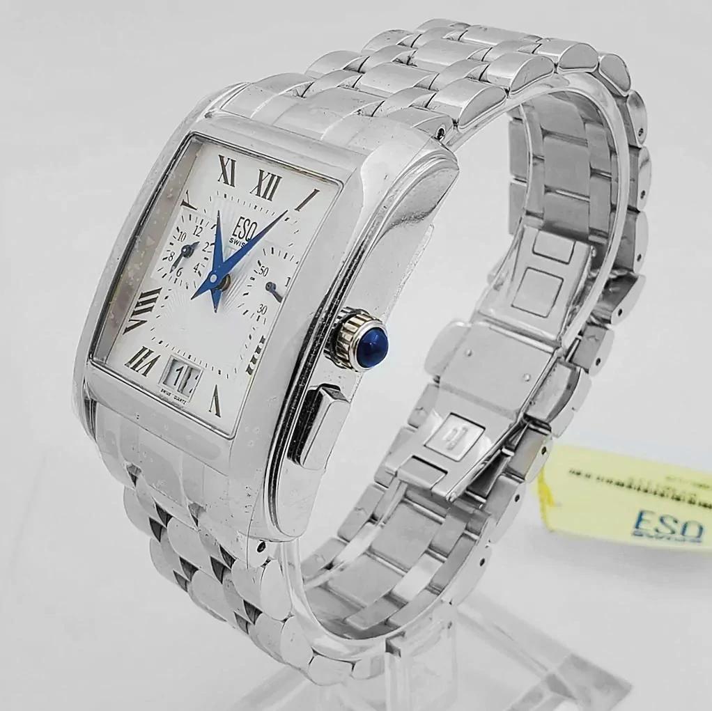 Men's ESQ Swiss Movado Filmore Stainless Steel Watch with Silver Chron