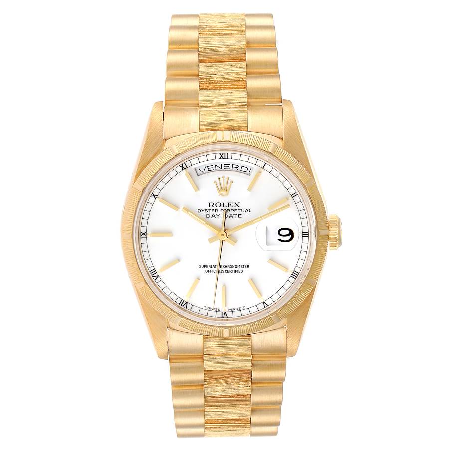 Men's Rolex 36mm Presidential 18k Yellow Gold Watch with Yellow Gold Dial and Fluted Bezel. (Pre-Owned 18248)