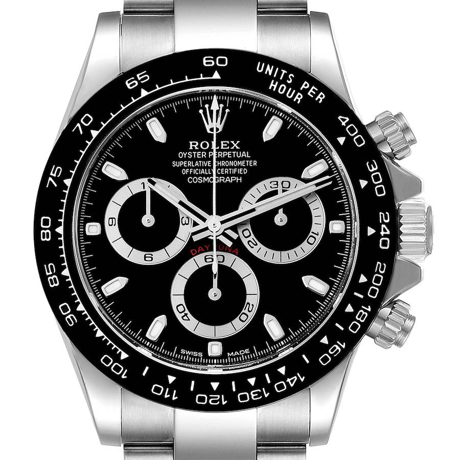 Men's Rolex Daytona 40mm Stainless Steel Watch with Zenith Movements and Black Dial. (NEW 116500LN)