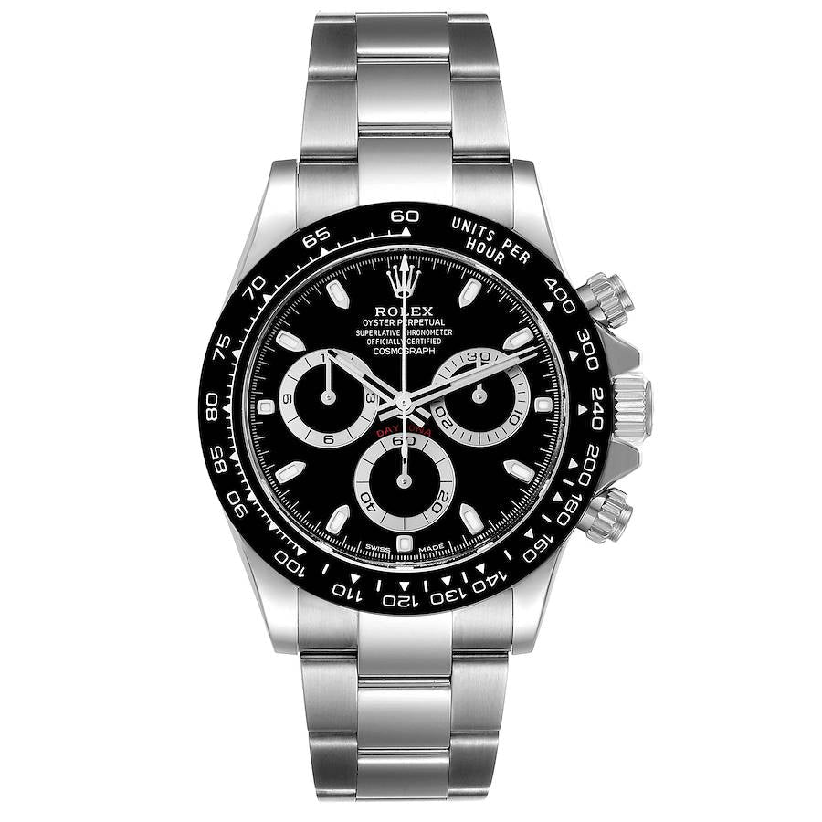 Men's Rolex Daytona 40mm Stainless Steel Watch with Zenith Movements and Black Dial. (NEW 116500LN)