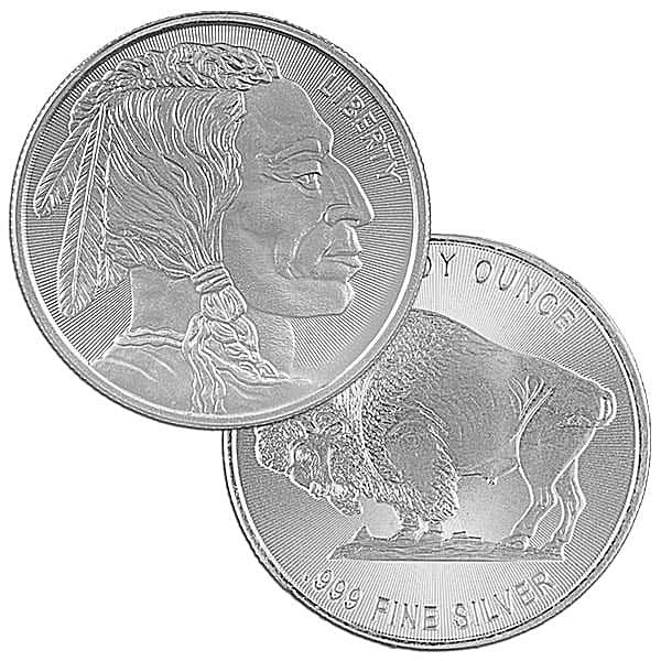 One Troy Ounce 1 oz Buffalo Indian Head .999 Fine Pure Silver Coin. (TUBE OF 20)