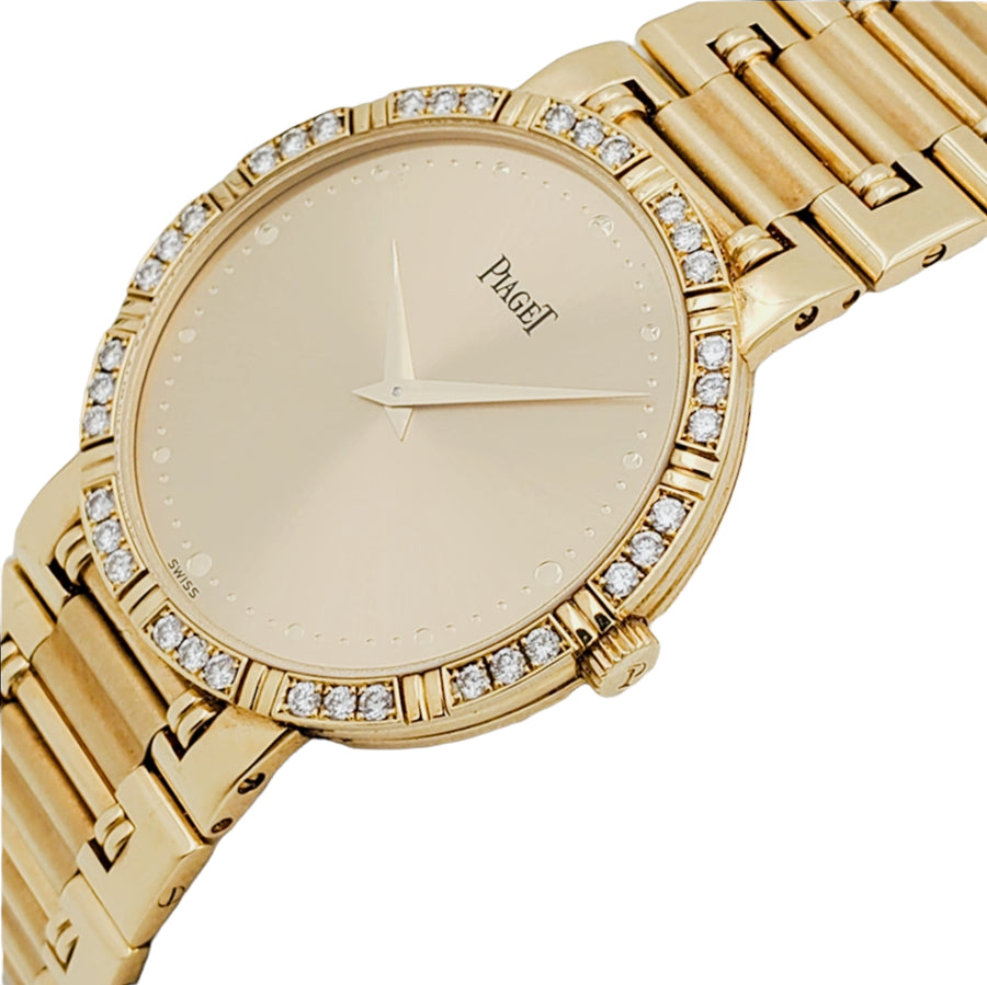 Unisex Piaget Dancer 31mm Vintage Solid 18K Yellow Gold Band Watch with Champagne Diamond Dial. (Pre-Owned)