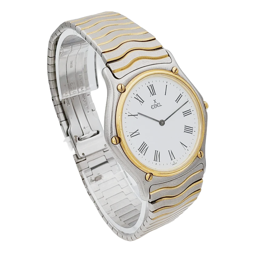 Men's Ebel 34mm 18K Yellow Gold / Stainless Steel Two Tone Band Watch with Roman Numeral Dial. (Pre-Owned)