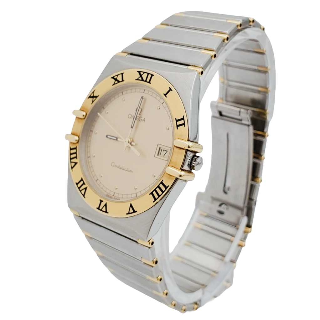 Men's Omega 34mm Constellation Two Tone 18K Yellow Gold / Stainless Steel Watch with Dial and Fixed Roman Numeral Bezel. (Pre-Owned)