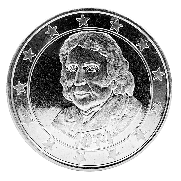 1974 The Jefferson Mint 1 oz .999 World Trade Fine Pure Silver Coin. (TUBE OF 18)