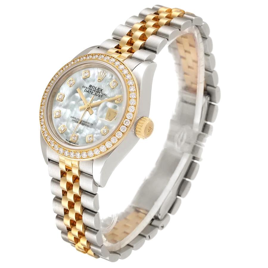 Ladies Rolex 26mm DateJust 18K Gold Two Tone / Stainless Steel Watch with Mother of Pearl Diamond Dial and Diamond Bezel. (Pre-Owned)