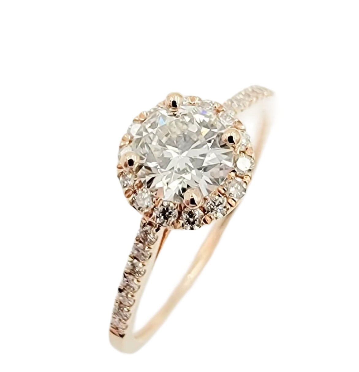 14k Rose Gold Diamond Halo Ring