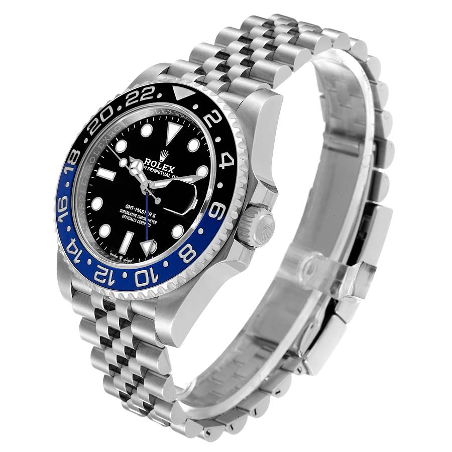 Men's Rolex 40mm GMT Master II "Batman" Stainless Steel Watch with Black Dial and Blue / Black Bezel. (Pre-Owned 126710)